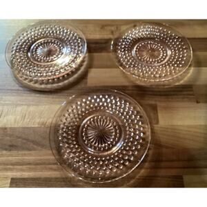Anchor Hocking Hobnail Pink Depression Glass Bread Plate 6.25” Set of 3